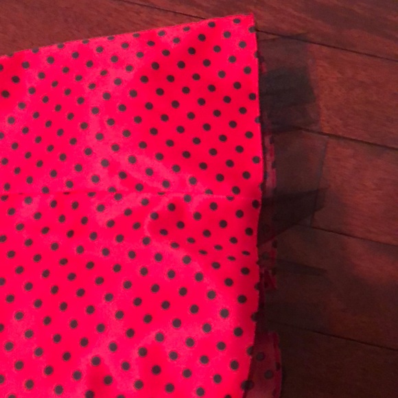 Dress strapless with lace up back Red black polkadot pinup prom satin - Picture 5 of 6